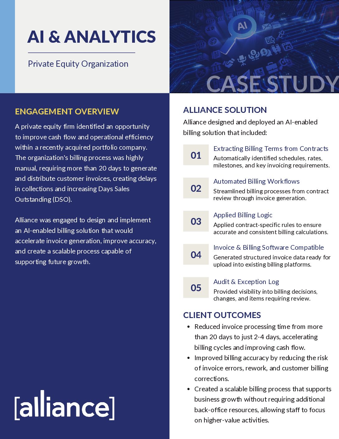 Alliance – Case Study – AI & Analytics – Private Equity Organization AI + Analytics Case Study Thumbnail
