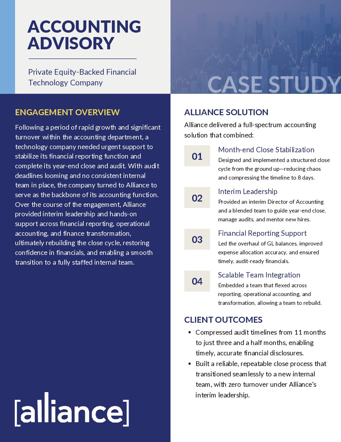 Alliance – Case Study – Accounting Advisory – Private Equity-Backed Financial Technology Company Accounting Advisory Case Study Thumbnail