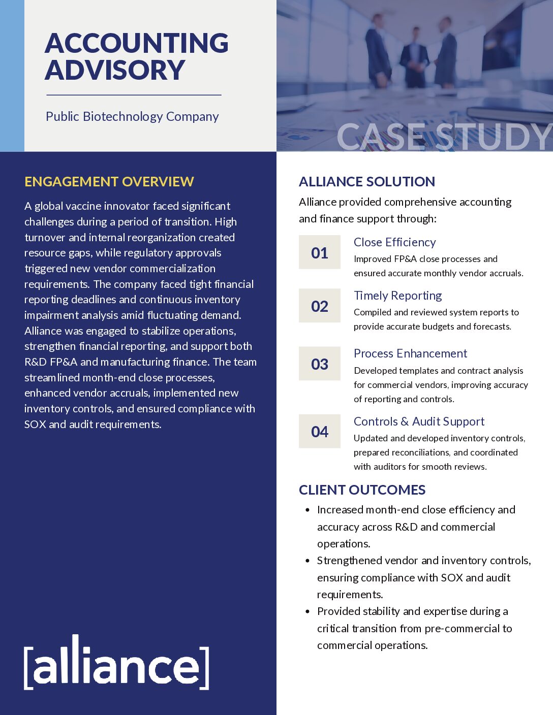 Alliance – Case Study – Accounting Advisory – Public Biotechnology Company Accounting Advisory Case Study Thumbnail