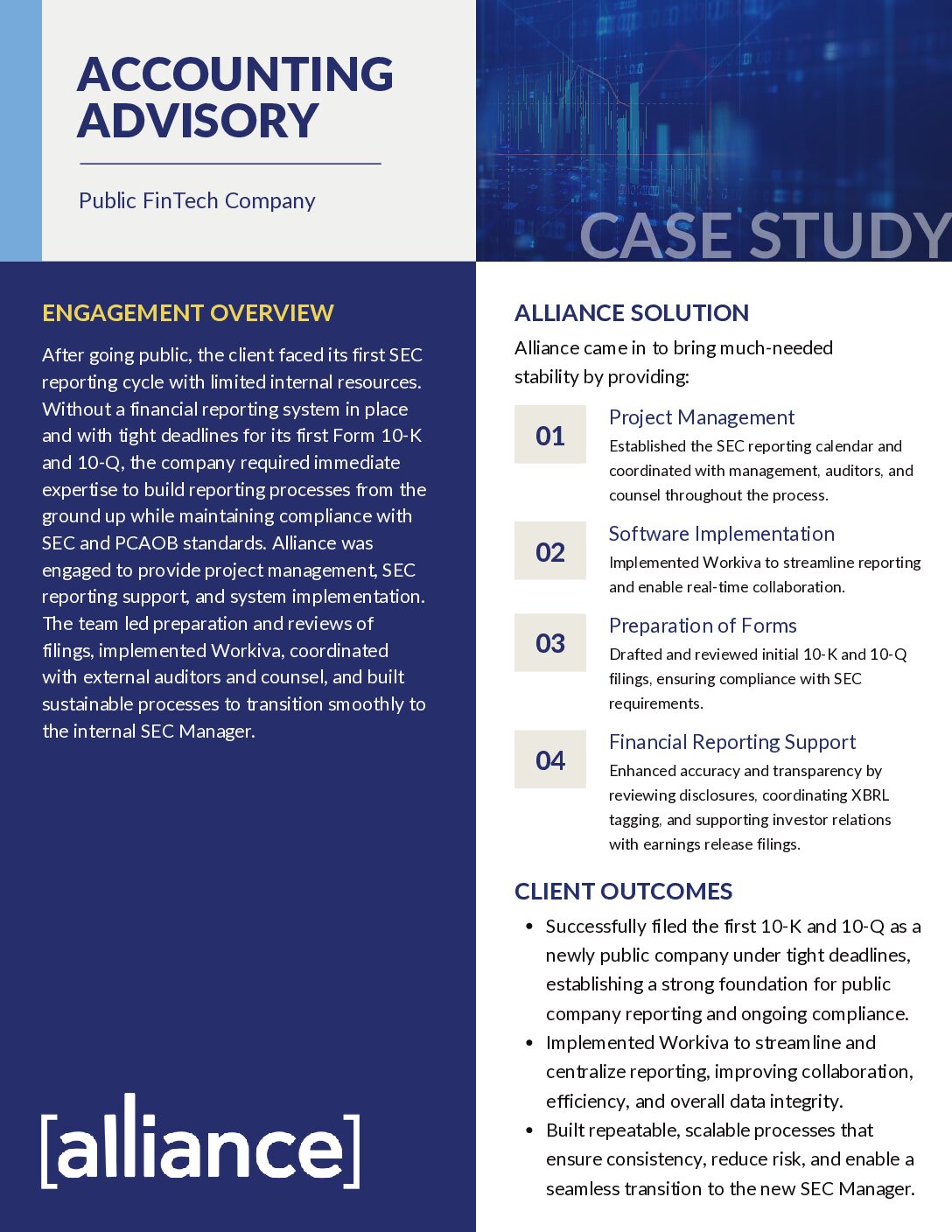 Alliance – Case Study – Accounting Advisory – Public FinTech Company Accounting Advisory Case Study Thumbnail