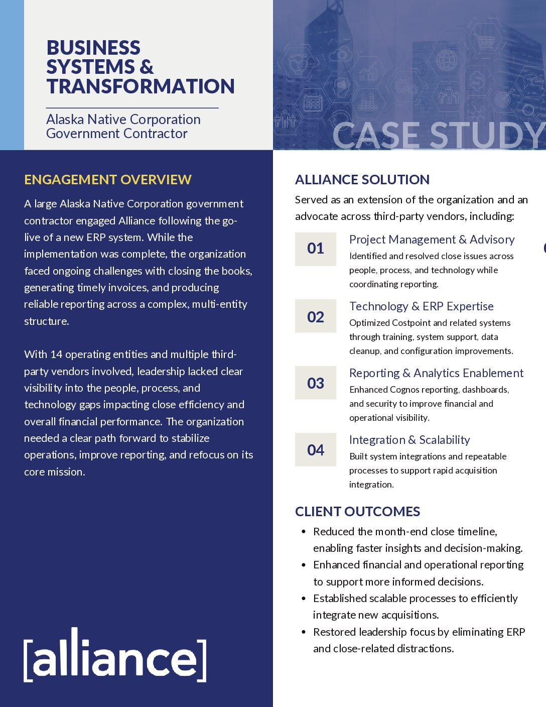 Alliance – Case Study – Business Systems & Transformation – ANC Government Contractor Business Systems + Transformation Case Study Thumbnail