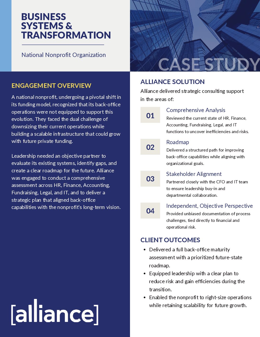 Alliance – Case Study – Business Systems & Transformation – National Nonprofit Organization Business Systems + Transformation Case Study Thumbnail