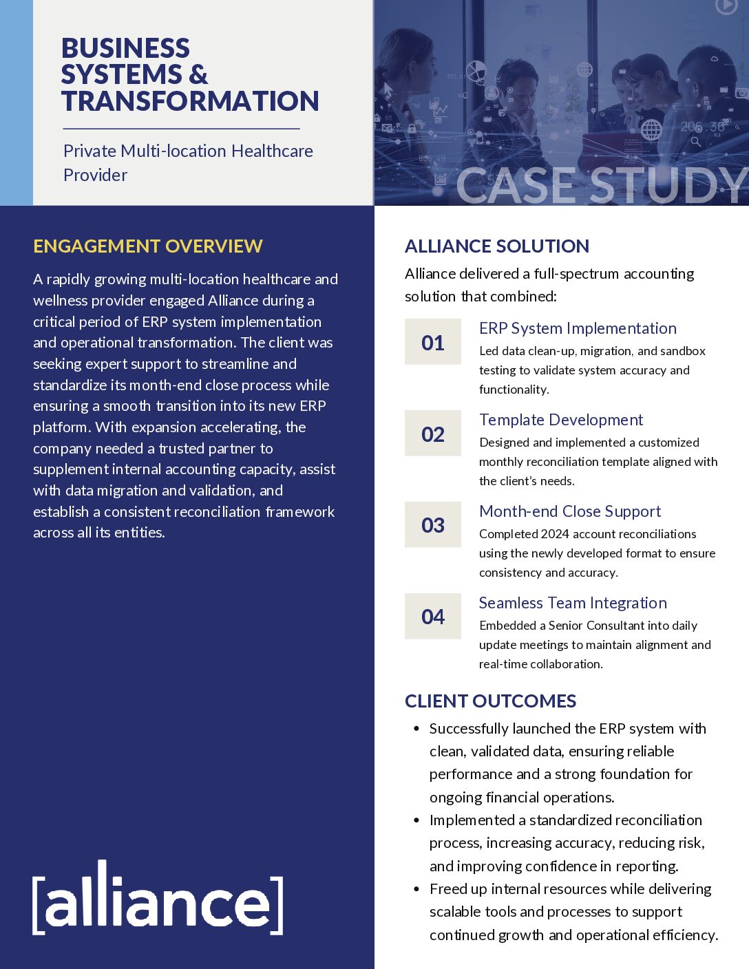 Alliance – Case Study – Business Systems & Transformation – Private Multi-location Healthcare Provider Business Systems + Transformation Case Study Thumbnail