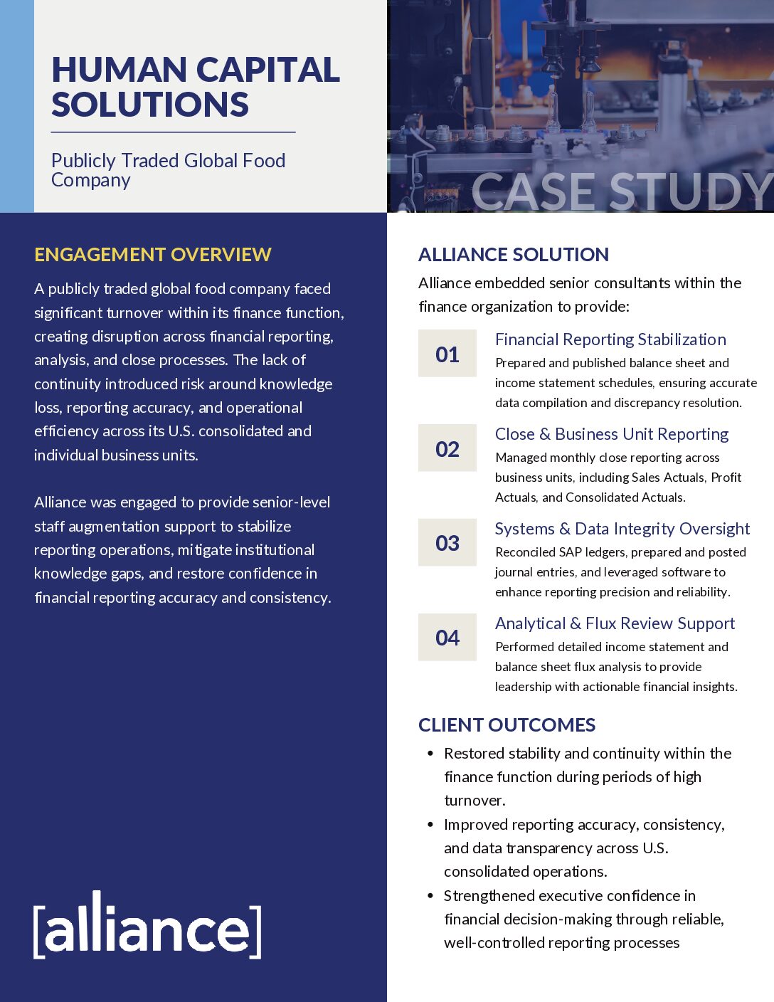 Alliance – Case Study – Human Capital Solutions – Global Public Food Company Human Capital Solutions Case Study Thumbnail