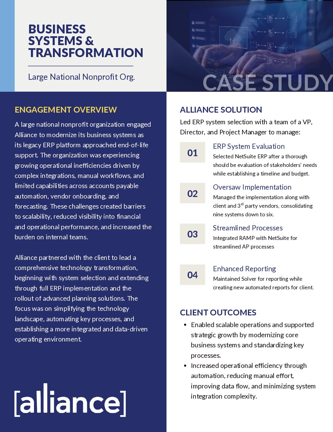 Alliance – Case Study – Business Systems & Transformation – Large National Nonprofit Organization Business Systems + Transformation Case Study Thumbnail