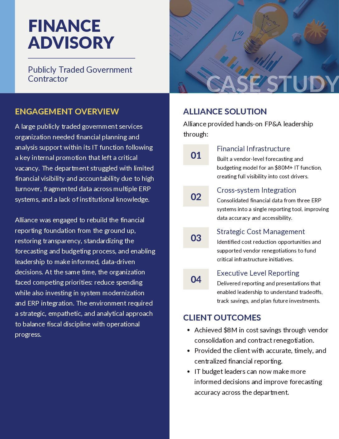 Alliance – Case Study – Finance Advisory – Large Government Contractor Finance Advisory Case Study Thumbnail Image